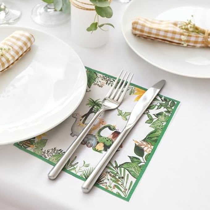 40 PIECES DINOSAUR PATTERN NAPKINS BIRTHDAY CHILDREN DINOSAUR PARTY DECORATION 33 X 33 CM - Image 5